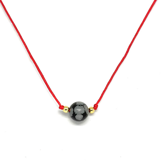 Snowy Obsidian Minimalist Necklace - Problem Solving